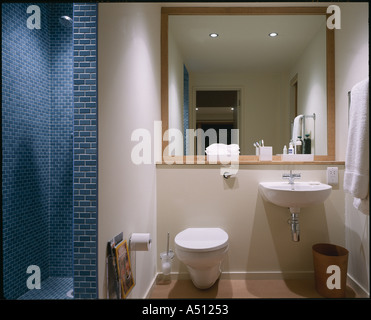 Die Lodge, Whithurst Park, innen modernes Badezimmer. Architekt: James Gorst Architekten Stockfoto