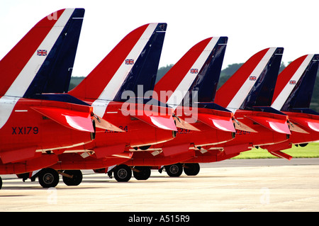 Die Red Arrows an RNAS Yeovilton abgestellt Stockfoto