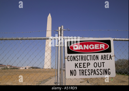 Baustelle rund um den Washington Monument Washington DC USA Stockfoto