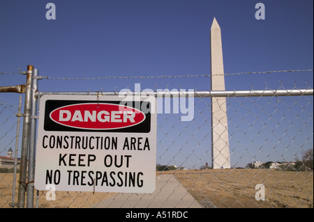 Baustelle rund um den Washington Monument Washington DC USA Stockfoto