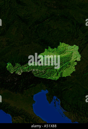 Hervorgehobene Satellitenbild von Österreich Stockfoto