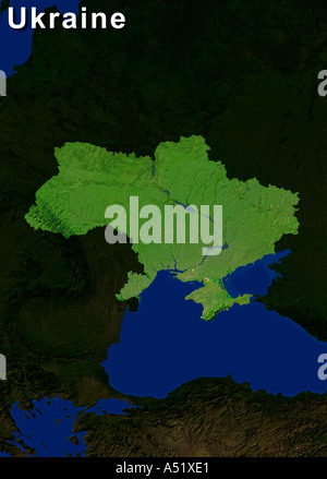 Hervorgehobene Satellitenbild der Ukraine Stockfoto