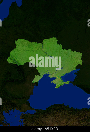 Hervorgehobene Satellitenbild der Ukraine Stockfoto