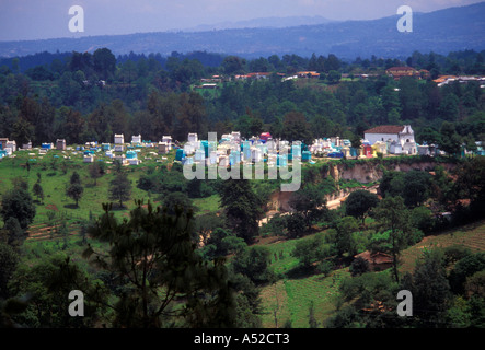 Gräber, Grabstätten, Grabsteinen, Mausoleen, Friedhof, Friedhöfe, Grabstätten, Chichicastenango, El Quiche Department, Guatemala, Mittelamerika Stockfoto