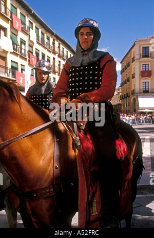 Spanier, Spanisch, Erwachsene Mann, zu Pferd, Festival, Plaza Mayor, Hauptstadt, Segovia, Provinz Segovia, Kastilien und Leon, Spanien, Europa Stockfoto