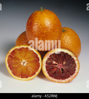 Gesamte geschnitten Zitrusfrüchten Variable Blutorange Vielzahl Moro Stockfoto