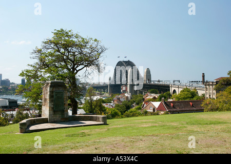 Blick auf die Sydney Harbour Bridge vom Observatorium in Australien Stockfoto