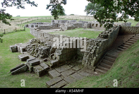 Chester, GBR, 18. Aug. 2005 - die Ruinen der im Badehaus in der römischen Festung Chesters in der Nähe von Chester in Norththumberland Stockfoto