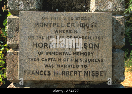 St. Kitts und Nevis Nevis Marker heiratete Lord Horatio Nelson Francis Nisbet Stockfoto