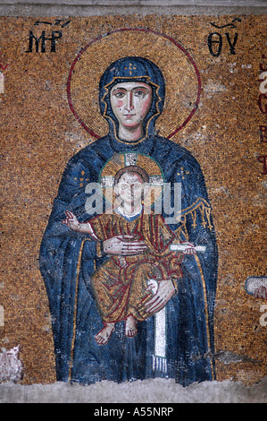 Painet is1606 Türkei Mosaik Jungfrau Kind inthronisiert 12. Jahrhundert Hagia Sophia Museum byzantinische Kirche 537 n. Chr. durch gewidmet Stockfoto