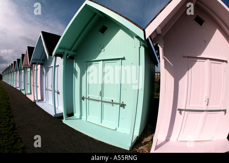 Strandhütten in Southsea, Portsmouth Stockfoto