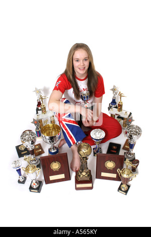 Der britische Weltmeister Junioren weiblich Kickboxer Imogen Shayler. Stockfoto