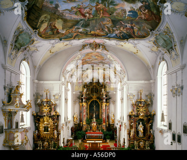 DE - BAYERN: Innenraum der Kirche Wessobrunn am Ammersee Stockfoto