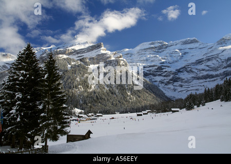 Alpine Winterlandschaft, Schweiz Stockfoto