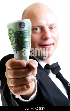 Mann mit Banknoten Stockfoto