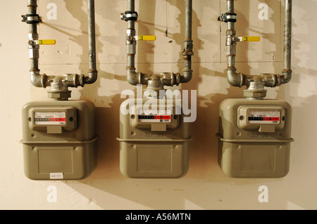 Drei Gaszähler Stockfoto