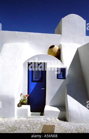 Haus vorne Santorini Griechenland Stockfoto