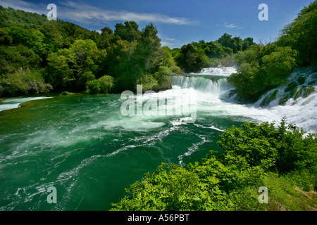 Kaskaden des Skradinski Buk Krka Nationalpark Fernsehreihe Wasserfälle Skradinski Buk Krka Nationalpark Kroatien Stockfoto