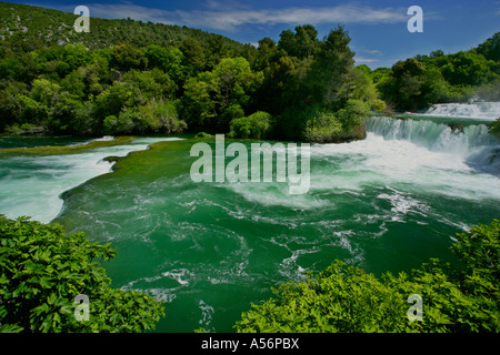 Kaskaden des Skradinski Buk Krka Nationalpark Fernsehreihe Wasserfälle Skradinski Buk Krka Nationalpark Kroatien Stockfoto