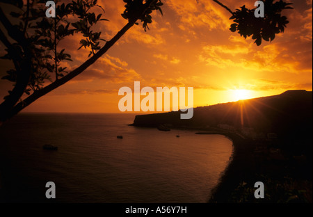 Spanien, la Gomera, Sonnenuntergang an der Playa Santiago Stockfoto