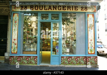 Boulangerie Paris in der Nähe von Place de Voges Stockfoto