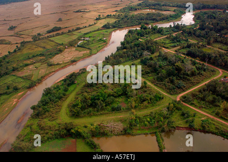 Laos Luang Nam Tha Nam Tha Fluss aus der Luft Stockfoto