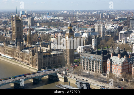 Ansicht von den Houses of Parliament aus London Eye London England Stockfoto