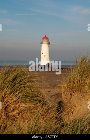 Talacre Leuchtturm Punkt von Ayr Mostyn Bank Leuchtfeuer Kanal Fluss Dee Mündung Flint Flintshire North Wales Walisisch UK Stockfoto