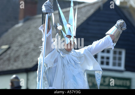 Die Frost-Königin in eisige Stimmung Mann tagsüber grün bei Clun Shropshire, England, UK Stockfoto