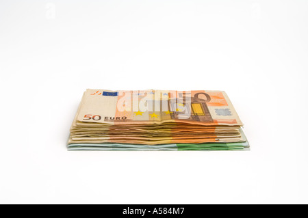 Rund 1500 Euro in 50 und 100 Euro-Banknoten verwendet Stockfoto