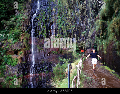 Levada Do Risco, Levada Wanderungen Stockfoto