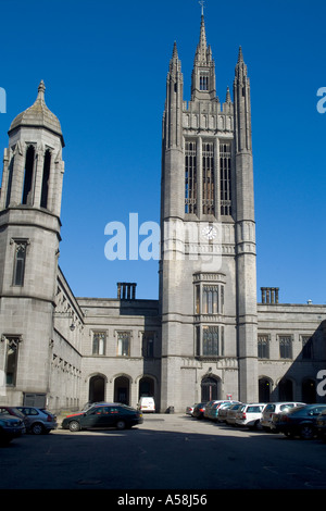 Dh Marischal College in Aberdeen College Gebäude Innenhof Glockenturm Schottland Gebäude aus Granit Stockfoto