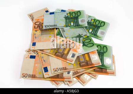 Rund 1500 Euro in 50 und 100 Euro-Banknoten verwendet Stockfoto