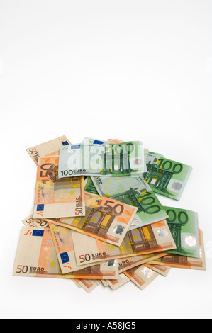 Rund 1500 Euro in 50 und 100 Euro-Banknoten verwendet Stockfoto