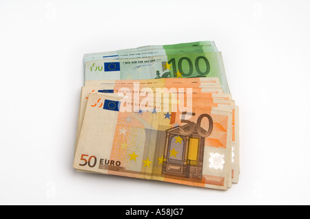 Rund 1500 Euro in 50 und 100 Euro-Banknoten verwendet Stockfoto