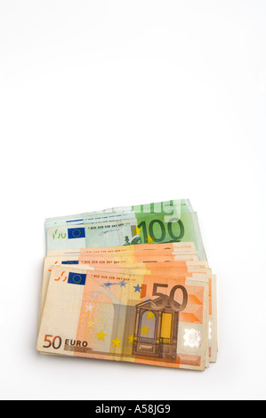 Etwa 1500 Euro in 50 und 100 Euro-Banknoten verwendet Stockfoto