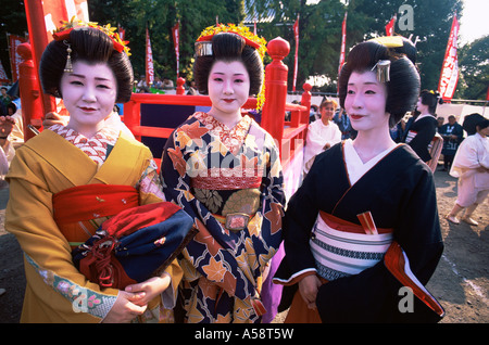 Japan, Tokio, Geishas, Jidai Matsuri Festival Sensoji Tempel Asakusa Stockfoto