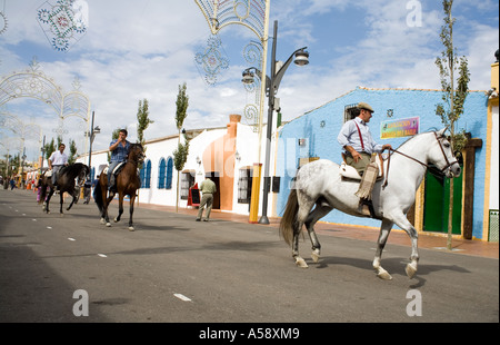Pferde und Reiter auf der Feria von Fuengirola, Costa Del Sol, Spanien, Europa Stockfoto