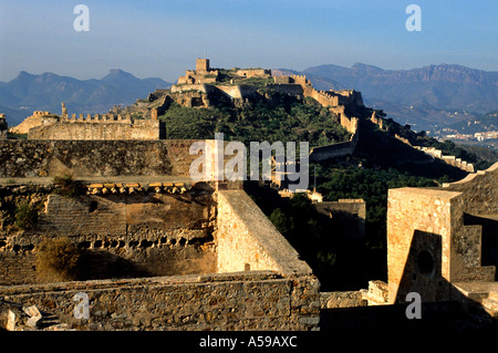 Römische Stadtmauer Sagunto Schloss Valencia Levante Valenciana, Sagunto, Costa del Azahar, Valencia, Provinz, Stockfoto