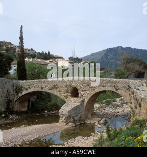 Historische römische Bridege in alte Stadt Pollenca früher Pollensa NE Mallorca Balearen Spanien Stockfoto