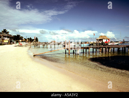 Belize Ambergris Cay San Pedro am Wasser Stockfoto