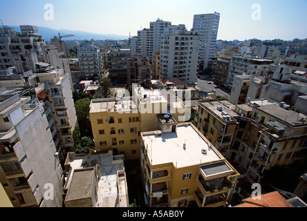 Eine Luftaufnahme des Wohnblocks in der Innenstadt von Beirut-Libanon Stockfoto