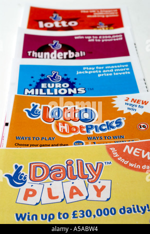 National, Lotto, spielen, Rutschen, Spiel, Karten, Tickets, National, Lotterie, Spiel, spielen, bilden, ticket, gewinnen, Spiel, national, Lotter Stockfoto