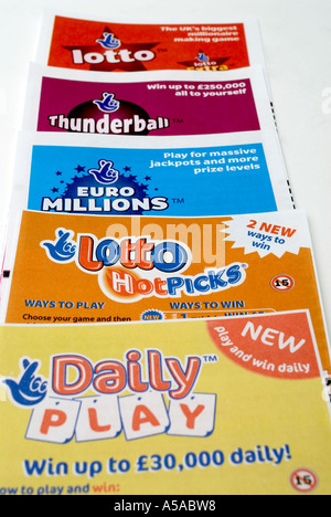 National, Lotto, spielen, Rutschen, Spiel, Karten, Tickets, National, Lotterie, Spiel, spielen, bilden, ticket, gewinnen, Spiel, national, Lotter Stockfoto