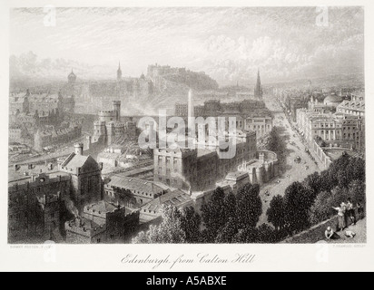 Edinburgh Stadt Wand Calton Hill Aussichtspunkt Kirche Commerce Park street Straße Felsenburg Lothian Schottland UK GB Vereinigtes Königreich Gre Stockfoto