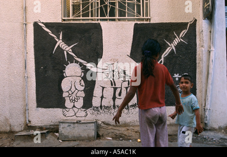 Graffiti in dem Flüchtlingslager Shatila in Beirut Libanon Stockfoto