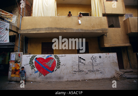 Graffiti in dem Flüchtlingslager Shatila in Beirut Libanon Stockfoto