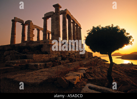 Tempel des Poseidon, Kap Sounion, Attika, Griechenland Stockfoto