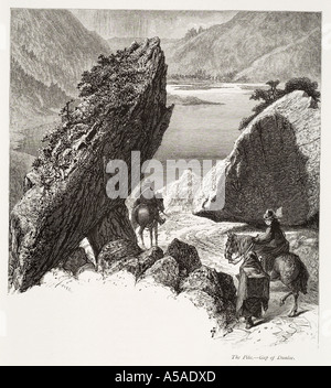 Hecht Lücke Dunloe Killarney County Kerry co Black Valley See Lough Pferd Reiten Reiter Frau Rock Tal Eire irische Republik Irland Stockfoto