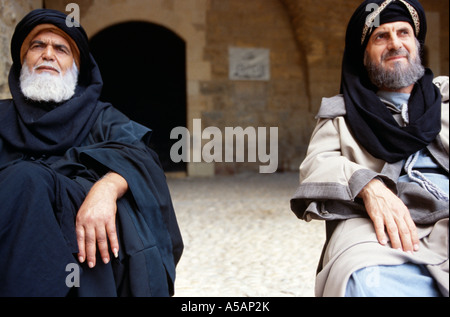 Syrische Schauspieler am Filmset in Syrien Stockfoto